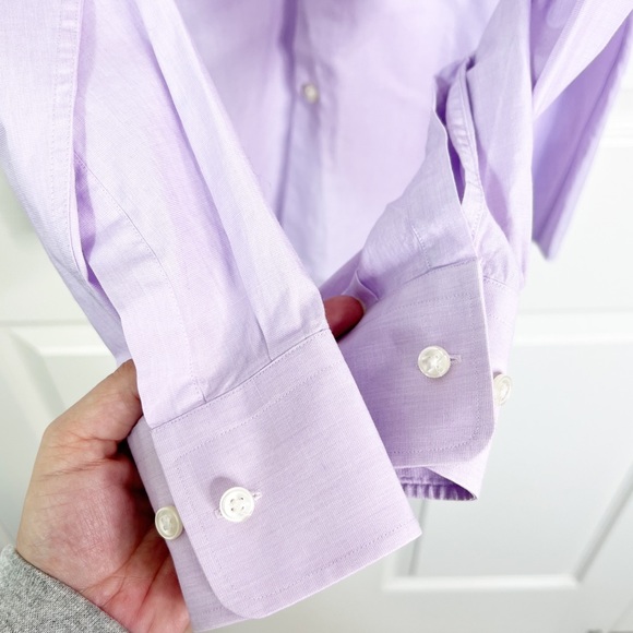 Hugo Boss Sharp Fit Lavender Long Sleeve Button Down Shirt Size 15 - Picture 4 of 10
